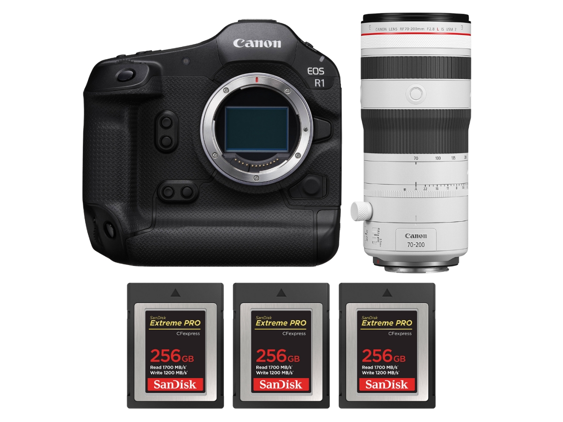 Canon Eos R1 + Rf 70-200mm F/2.8 L Is Usm Z Blanco + 3 Sandisk 256gb Extreme Pro Cfexpress Type B + Ebook “20 Consejos Para Fotos Que Impactan”