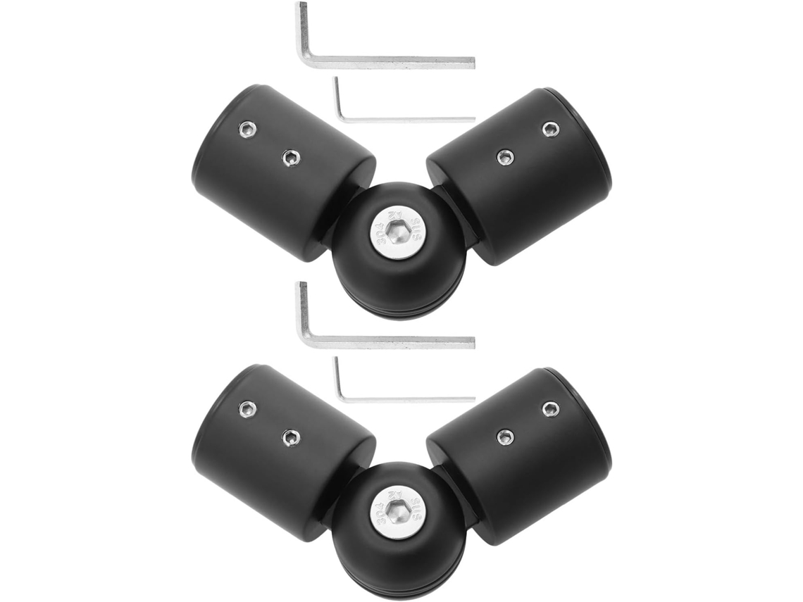 Juego de 2 soportes angulares de acero inoxidable para barras de cortina, juego de adaptadores Gokoco