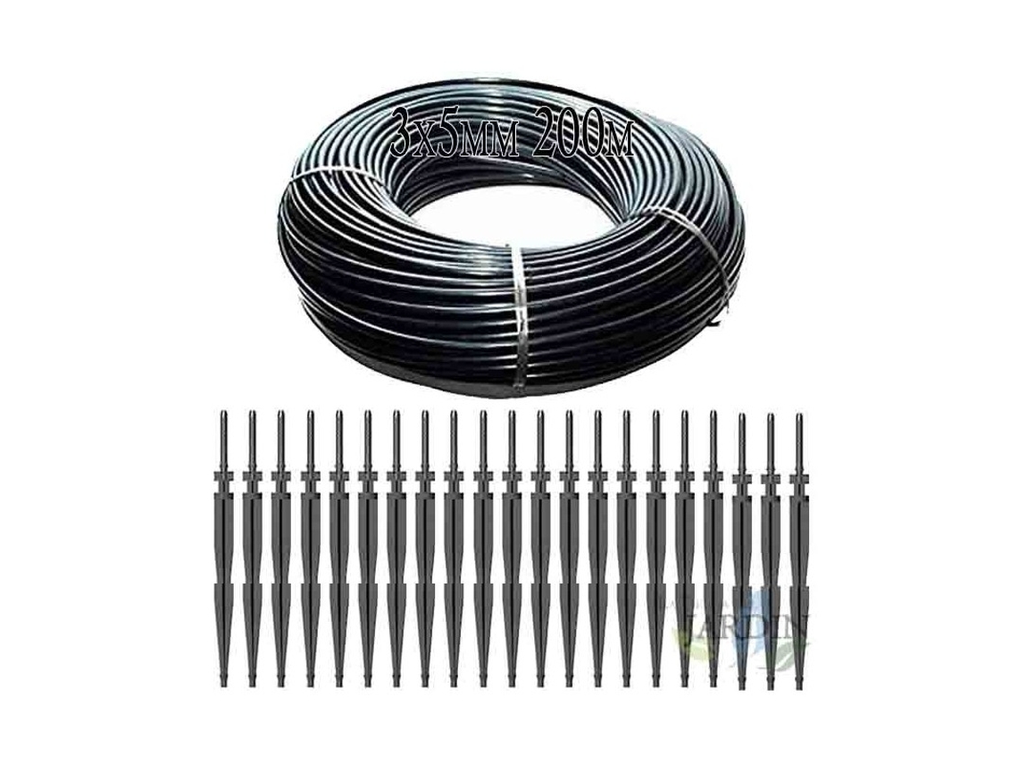 Microtubo 3X5Mm 200 Metros 50 Estacas Riego Por Goteo 2 6 L/H SUINGA