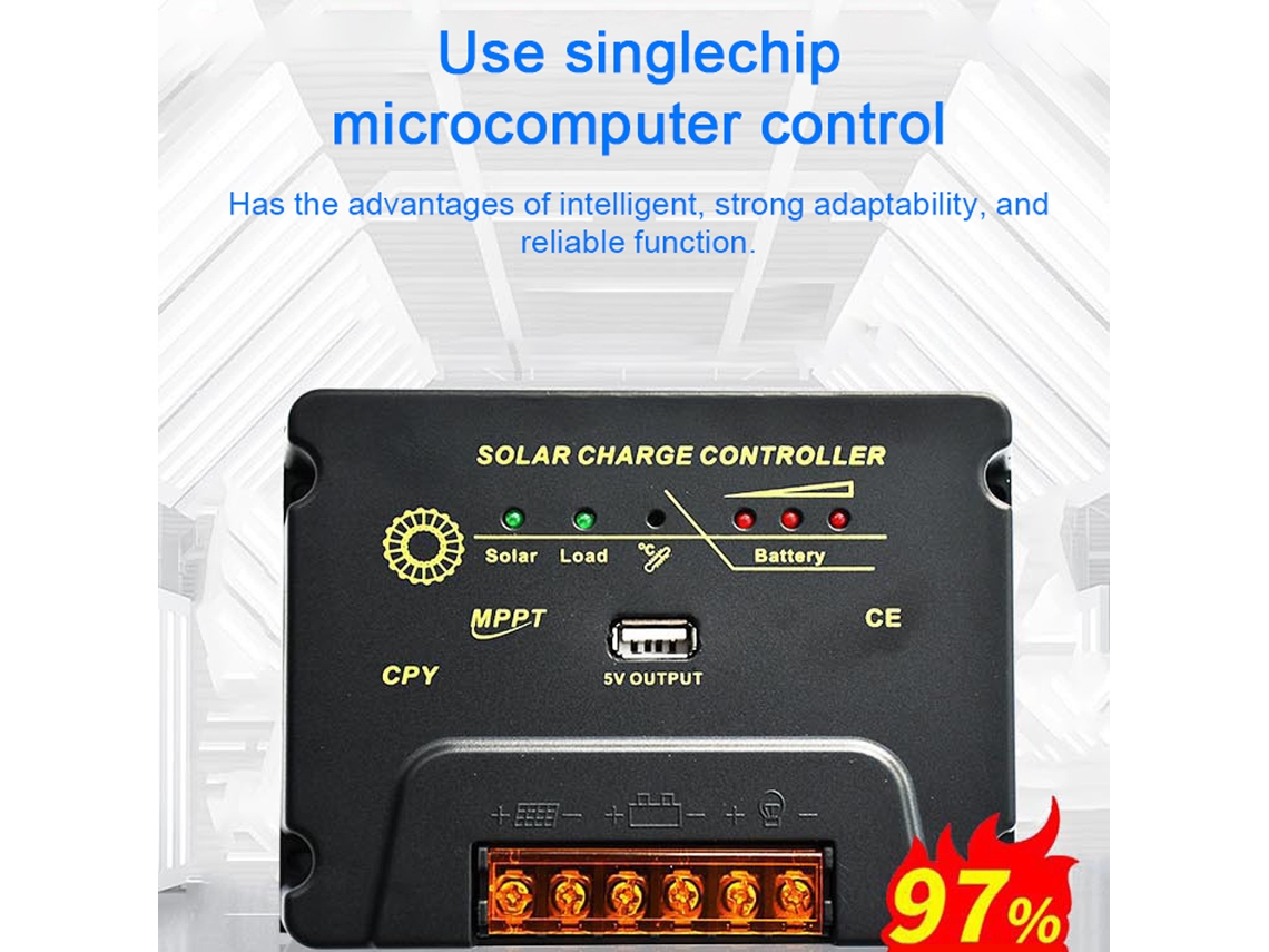 Controlador Solar De 20 A Con Regulador De Batería De 12 V/24 V, Identificación Automática Y Salida Usb De 5 V.