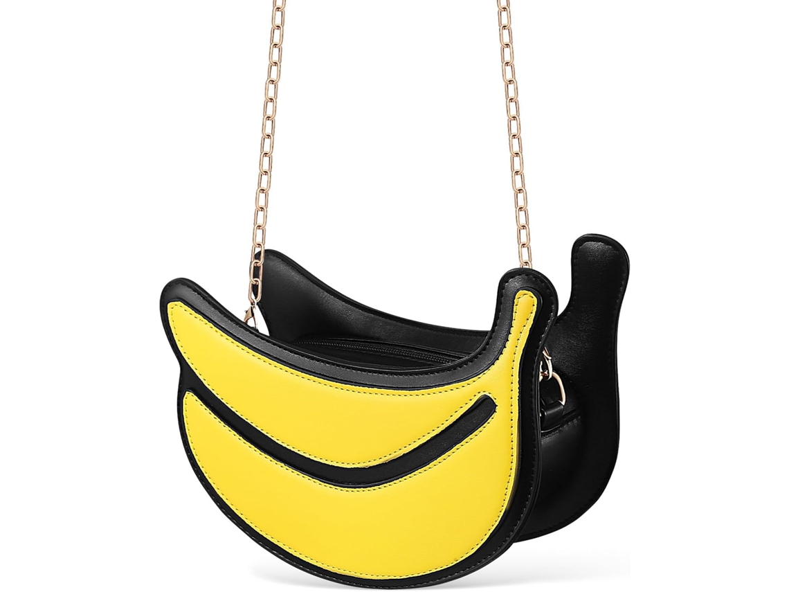 Bolsa De Ombro Ciieeo Em Formato De Banana Amarela, Leve, Em Couro Pu, Com Fecho De Zíper Para Mulheres.
