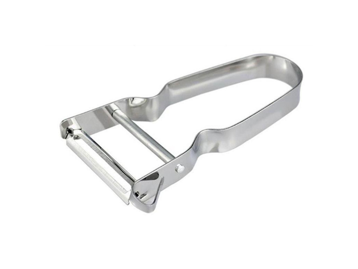 Pelador en forma de U de acero inoxidable para frutas y verduras, ideal para la cocina.