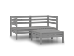 Maison Exclusive - Juego De Muebles De Jardín 3 Piezas Madera Maciza De Pino Gris