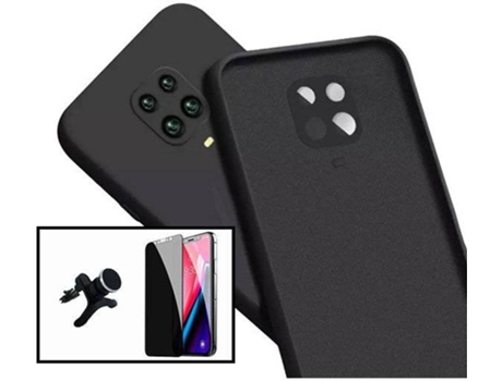 Kit Protector de Cristal 5D Anti-Spy, Funda Silicona Liquida y Soporte Magnético de Coche Reforzado Xiaomi Redmi Note 10 Lite PHONECARE Negro