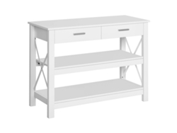 VPMKP - Homcom mesa consola de estilo moderno con 2 cajones y estantes inferiores 105x40x76 cm blanca
