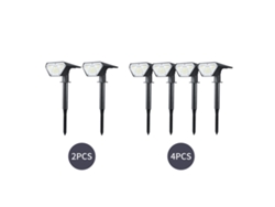4 focos solares LED ajustables 2 en 1, luces impermeables para jardín, exteriores, patios, caminos y decoración (blanco, blanco cálido y blanco brillante).