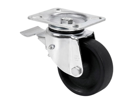 Rueda giratora placa freno 10tvfd100-tt resina negra eje liso ALEX