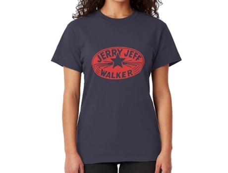 Camiseta Vintage ROCKINSTONE Jerry Jeff Walker Logo Algodón para Hombre (S - Negro)