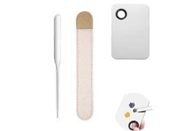 Espátula De Maquillaje Coreana Picasso, Paleta Para Mezclar Con Funda De Cuero, Acero Inoxidable.