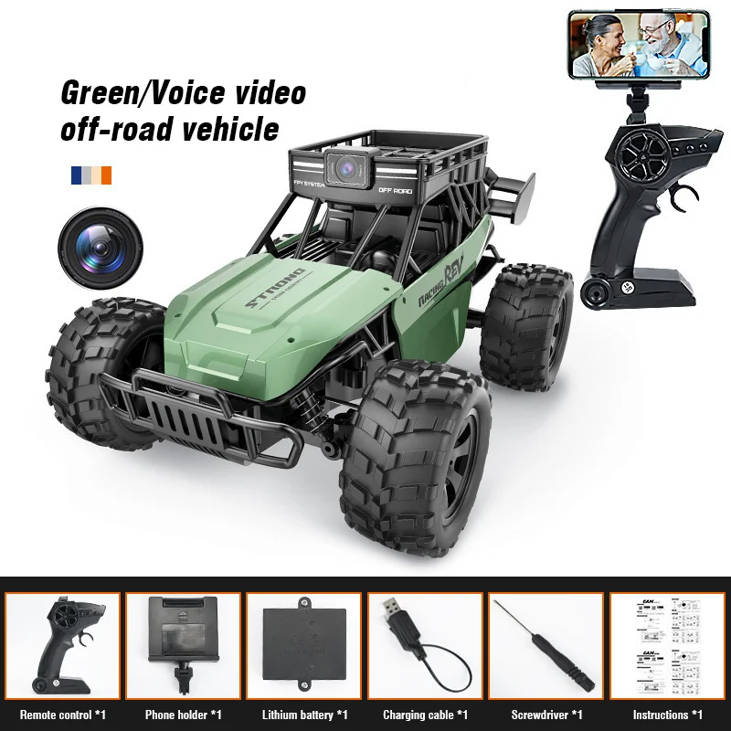 (verde) Coche Teledirigido Con Cámara, Juguete Para Niños, Coche Para Videollamadas A Distancia