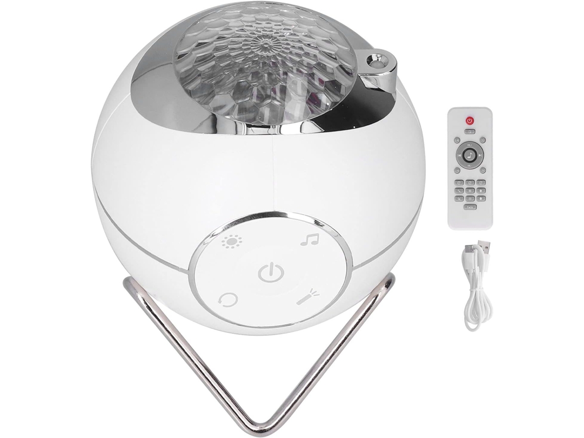 Proyector de luz nocturna multifuncional con 10 colores LED, rotación de 360° y control remoto Chronus Touch (blanco)