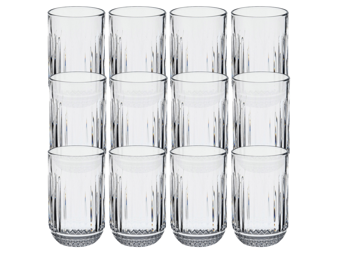 Juego de 12 vasos de vidrio transparente San Ignacio, 380 ml