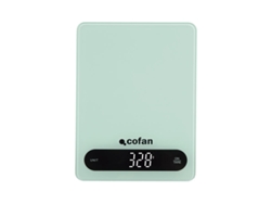 COFAN Báscula Digital de Cocina de vidrio templado con apagado automático Máximo 10 kg 4 Sensores de alta precisión Color: Menta