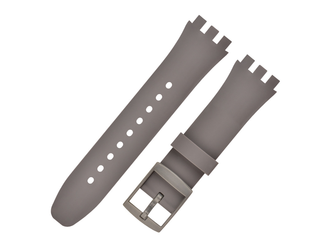 Correa de repuesto para reloj Swatch de silicona premium, color gris, 1 pulgada