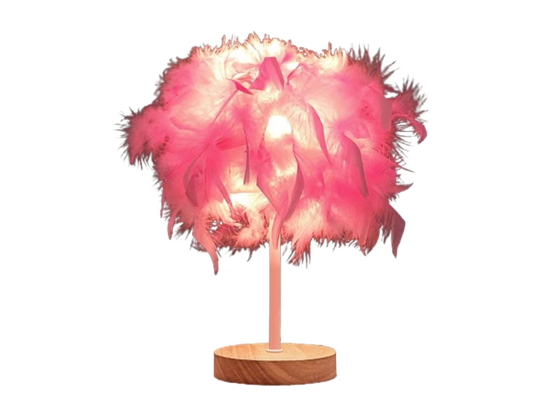2026-lámpara De Mesa Plumas Lujo Ligero Lámpara De Dormitorio Luz Nocturna Decoración De Sala Fiesta Boda Rosa