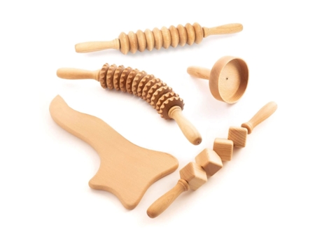 Set de maderoterapia de madera con rodillo masajeador dispositivo de drenaje linfático de celulitis copa sueca TUULI
