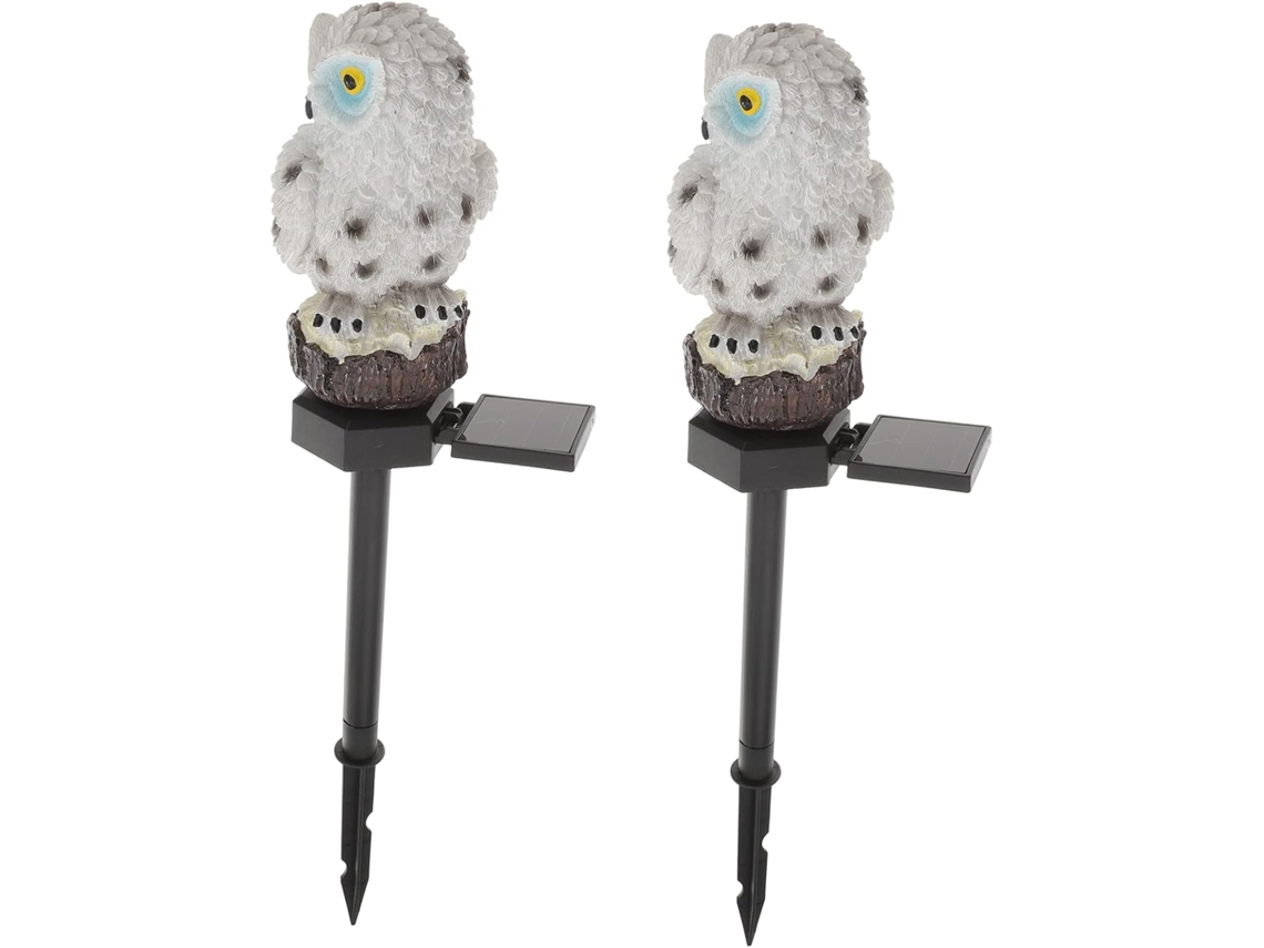 Lámpara Solar Led De Resina Con Forma De Búho Para Exteriores (2 Piezas) Con Estaca, Luz Solar Para Jardín Y Patio.