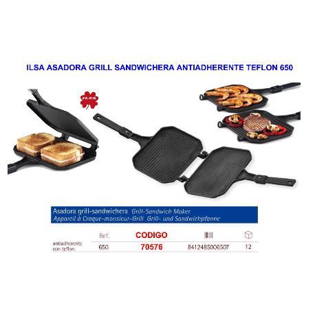 Ilsa asadora grill sandwichera antiadherente teflon 650