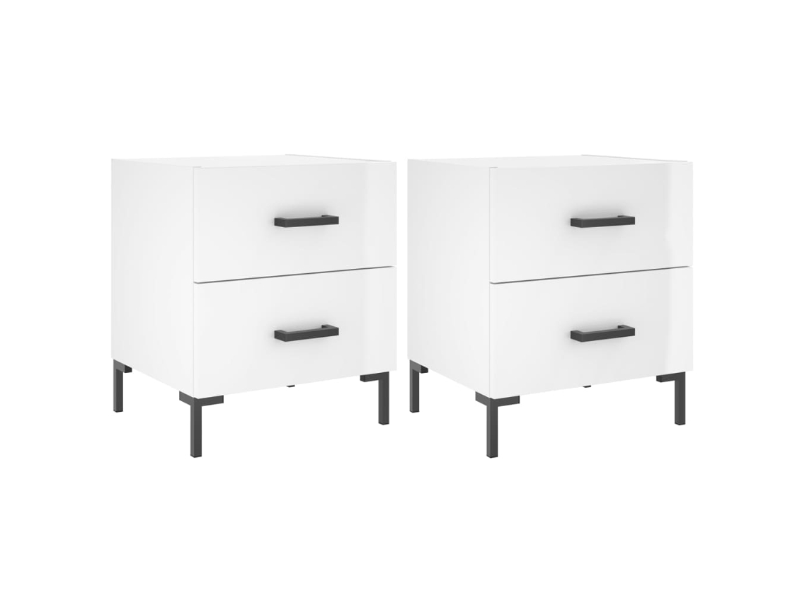 Maison Exclusive - Mesita Noche 2 Uds Madera Ingeniería Blanco Brillo 40x35x47,5cm