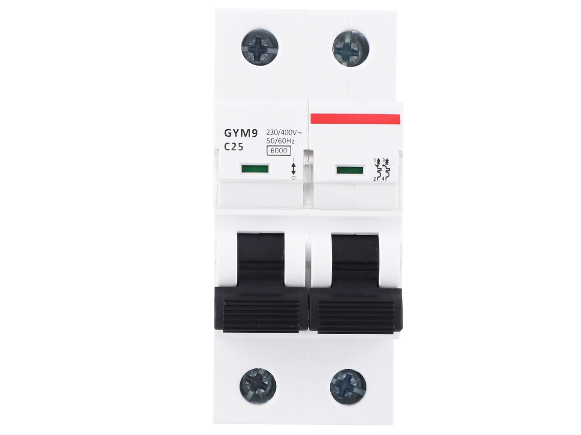 Disyuntor Miniatura Gym9 2p Mcb 25a 400vac Con Protección Contra Sobrecarga Y Cortocircuito