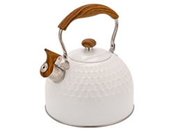 Hervidor de té silbante de 2,5 litros teteras para estufa de acero inoxidable con mango plegable con patrón de madera para té café ZMDECQNA