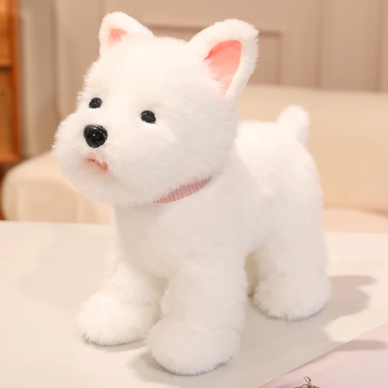 (blanco, 30 Cm) Peluche De Schnauzer De Pie De 30 Cm