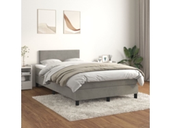 Cama Box Spring Con Colchón Terciopelo Gris Claro 120x200 Cm