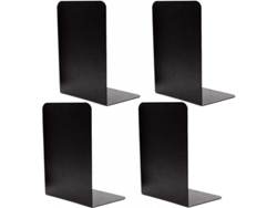 2026rebe-4 Piezas De Soportes De Libros Metálicos Decorativos Negros Resistentes Con Goma Antideslizante, 8.7" De Alto