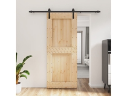 Puerta Corredera Con Herrajes Madera Maciza De Pino 85x210 Cm