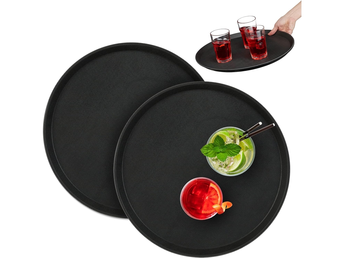 Bandejas redondas para servir - 40 cm de diámetro - Color negro - 2