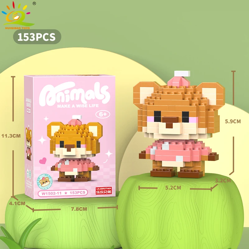 Bonitos bloques de construcción de animales en miniatura, modelo 3D con forma de diamante, juguete para armar, regalo para niños.