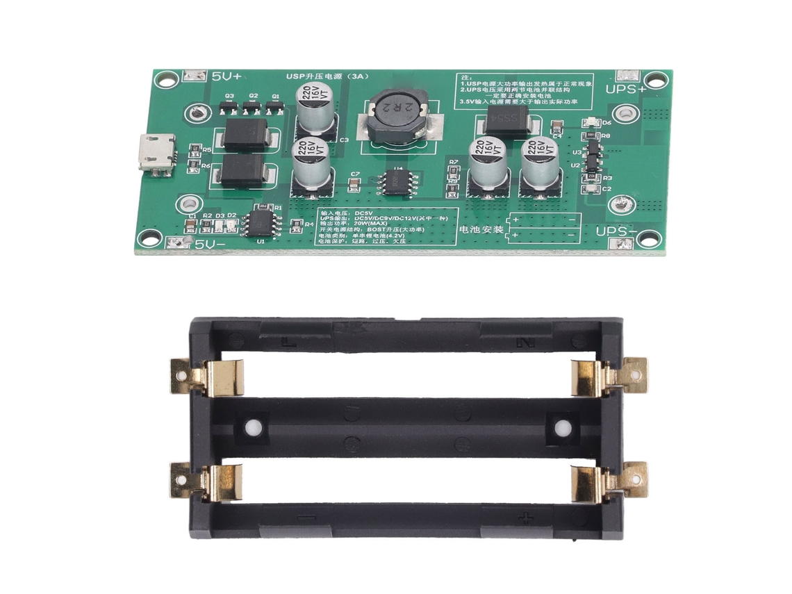 Módulo Convertidor De Voltaje Elevador De Alta Potencia De 3 A Con Batería De Iones De Litio Y Micro Usb.