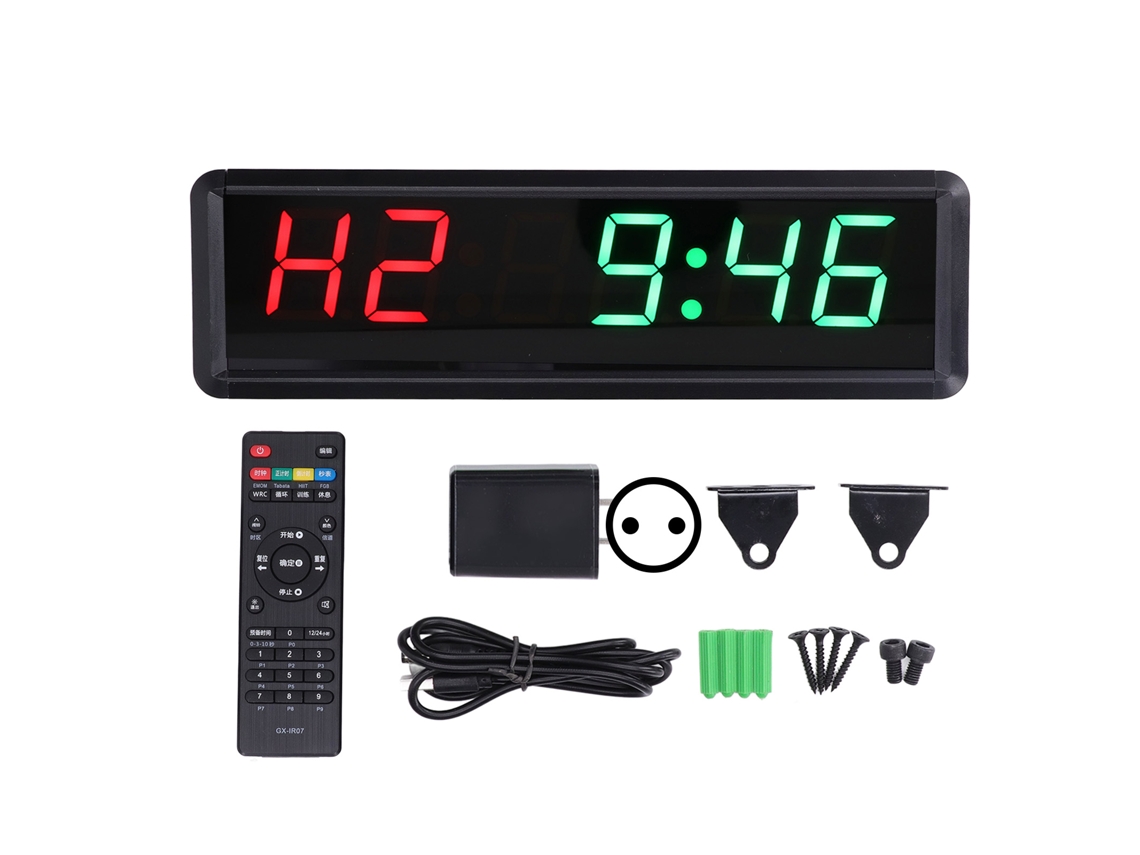 Reloj Cronómetro Para Gimnasio Con Mando A Distancia, Pantalla Led De 1,8 Pulgadas, 100-240 V, Enchufe Europeo.