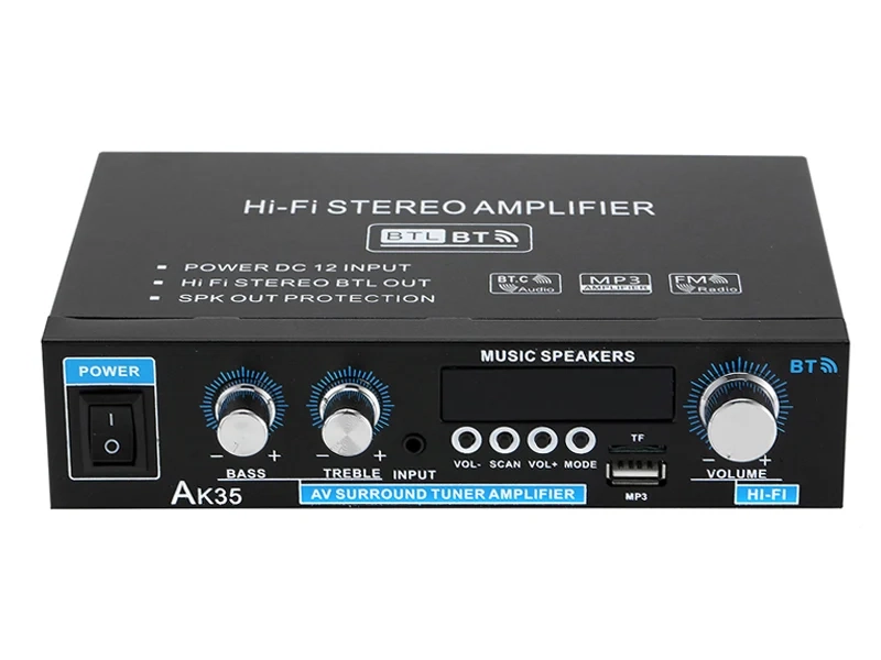 Amplificador Bluetooth Ak35 800W Hifi Fm Usb Automusic Subwoofer