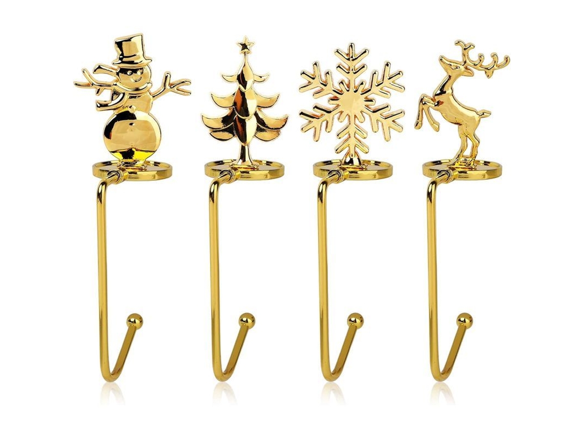 Soportes Para Calcetines Navideños (paquete De 4), Ganchos Metálicos Antideslizantes Para Colgar Calcetines Navideños.