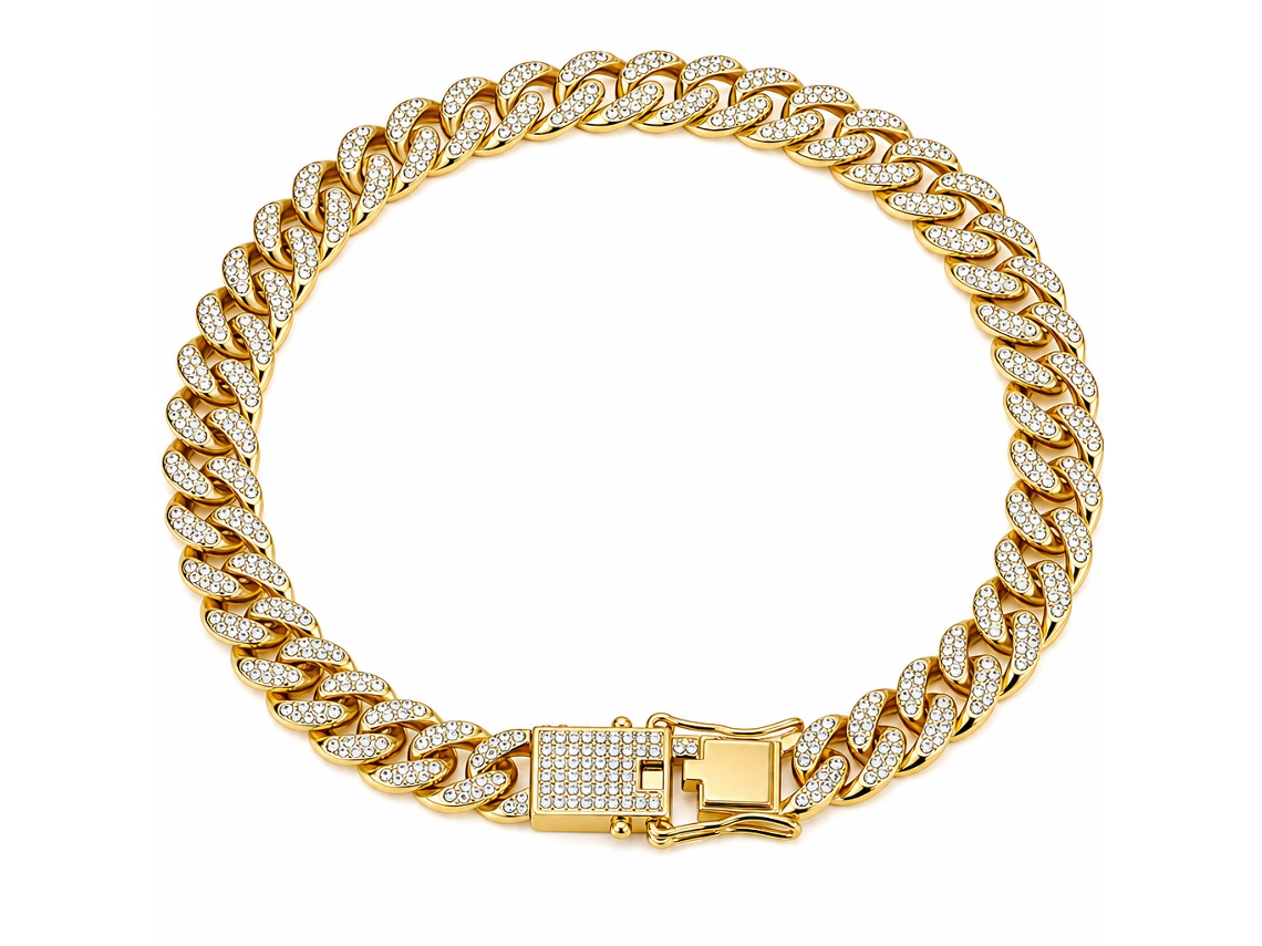 Collar Polski Aleación De Zinc Dorado 45 Cm 1 Unidad Con Circonitas Pulido Ligero Para Gato Y Perro Pequeño Paseo Y Viaje