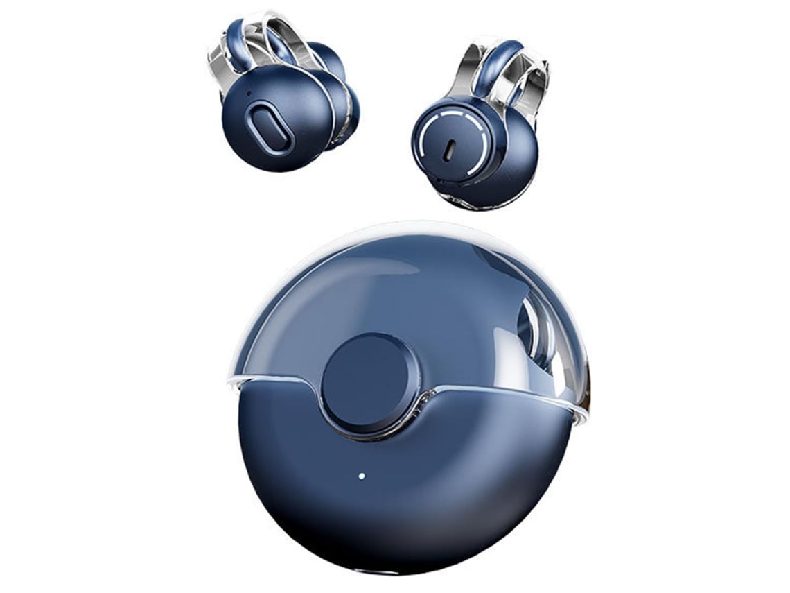 Auriculares inalámbricos Bluetooth 5.3 con clip, TWS, conducción ósea, sonido ACS 360, micrófono, ideales para deportes - Azul