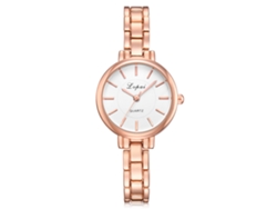 Reloj De Pulsera De Aleación Para Mujer Lvpai Con Movimiento De Cuarzo, Esfera Blanca Y Oro Rosa.