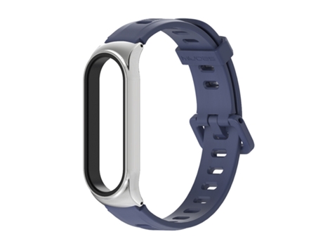 Correa de reloj inteligente para Xiaomi Mi Band 6/5/4/3 Mijobs de silicona con orificio plano, Estilo: Cubierta CS (Azul medianoche + Plata)