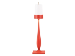 Lámpara De Mesa Led Inalámbrica Perpetua Estilo Barroco En Aluminio Rojo Con Brazo Estilizado, Batería Extraíble, Regulable Y Con Protección Ip54.