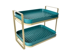 Soporte doble para tazas de café con almacenamiento y drenaje
