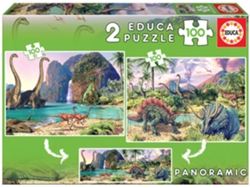 Puzzle EDUCA Junior 2X100 Dino World (Edad Mínima: 6 Años - 200 Piezas)