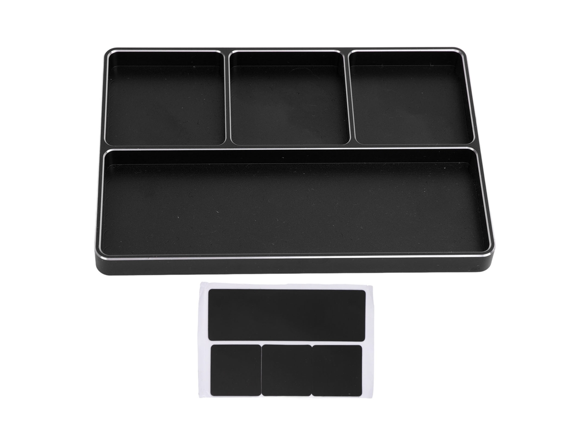 Bandeja De Parafusos Para Reparo Rc 4 Compartimentos De Liga De Alumínio Com Base Magnética Para Carros E Aviões Rc Preta