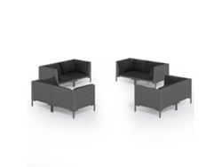 Maison Exclusive - Set Sofás De Jardín 8 Pzas Cojines Ratán Sintético Gris Oscuro