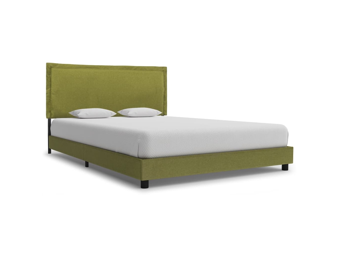 Estructura De Cama Sin Colchón Tela Verde 140x200 Cm