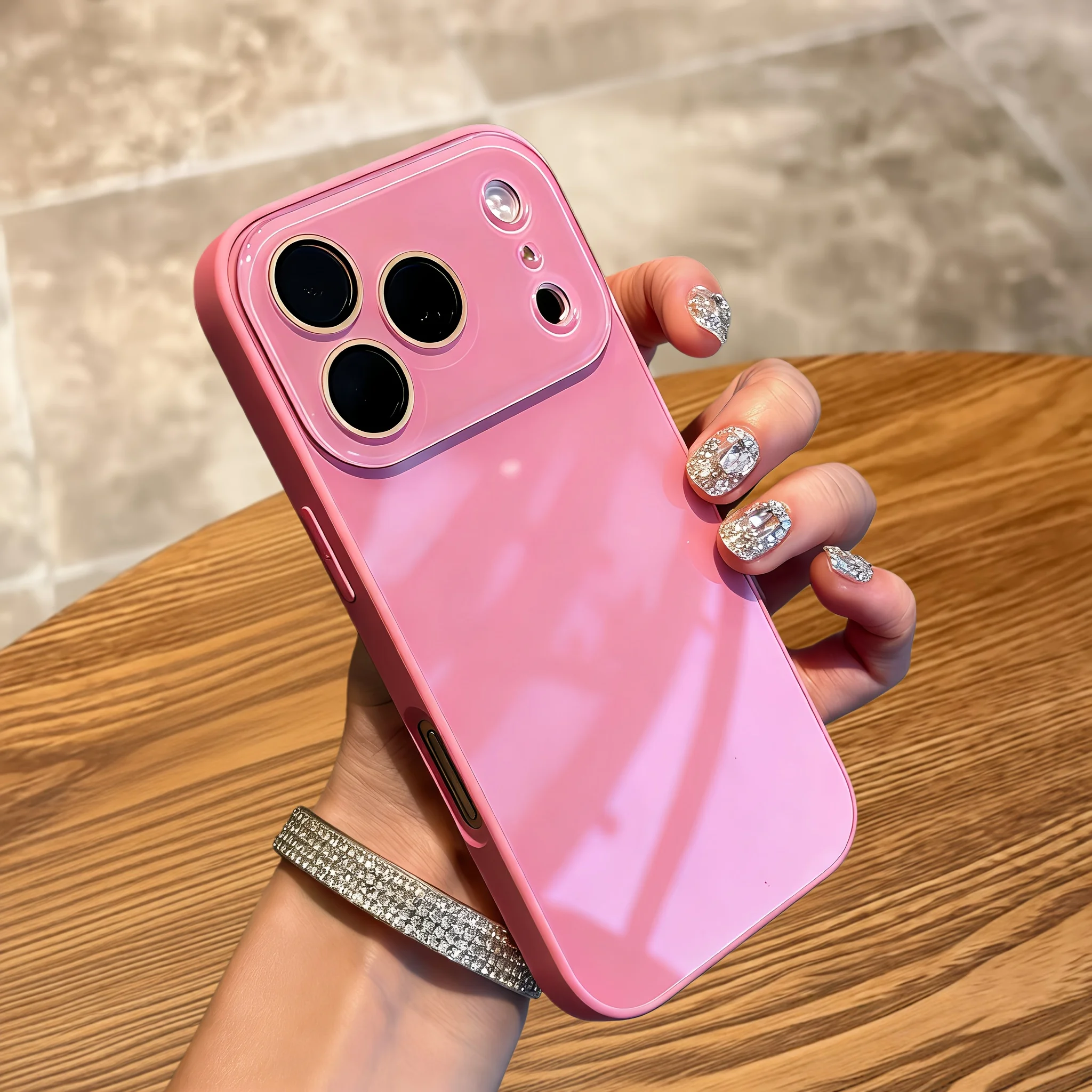 (iphone 14 Rojo Rosa) Funda Protectora Para Teléfono Con Marco A Prueba De Golpes Y Cubierta Trasera Rígida.