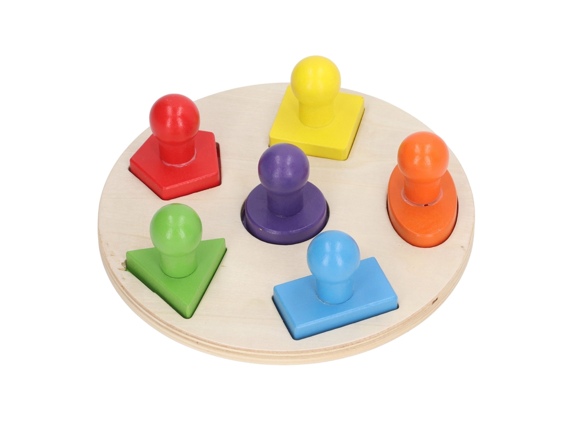 Rompecabezas Educativo De Madera Multicolor Con Tablero Geométrico Redondo Para Niños