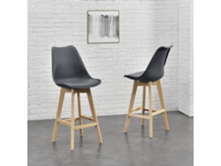 Conjunto de Cadeiras de Jantar [EN.CASA] Lublin Cinzento (Couro sintético, Faia - 105 x 48 x 58 cm)