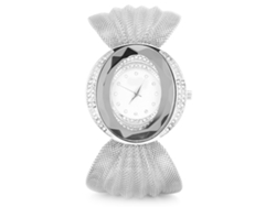 Reloj De Mujer A La Moda Con Correa Ancha De Malla, Elegante Movimiento De Cuarzo Plateado.