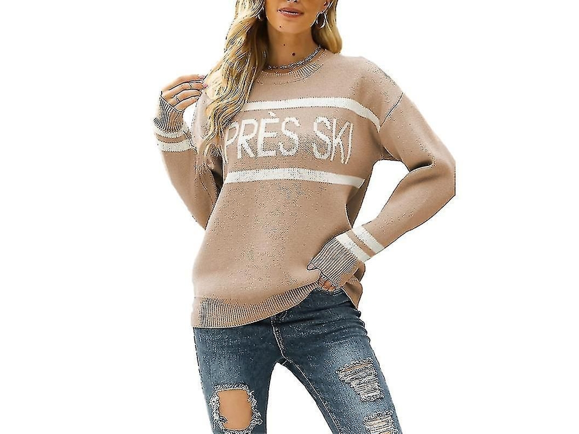 Jersey de mujer para después de esquiar, para otoño e invierno de 2026, manga larga, estilo informal, tallas grandes.